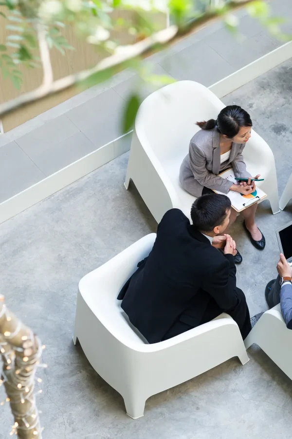 acco 2025 top view business meeting discussion white chairs